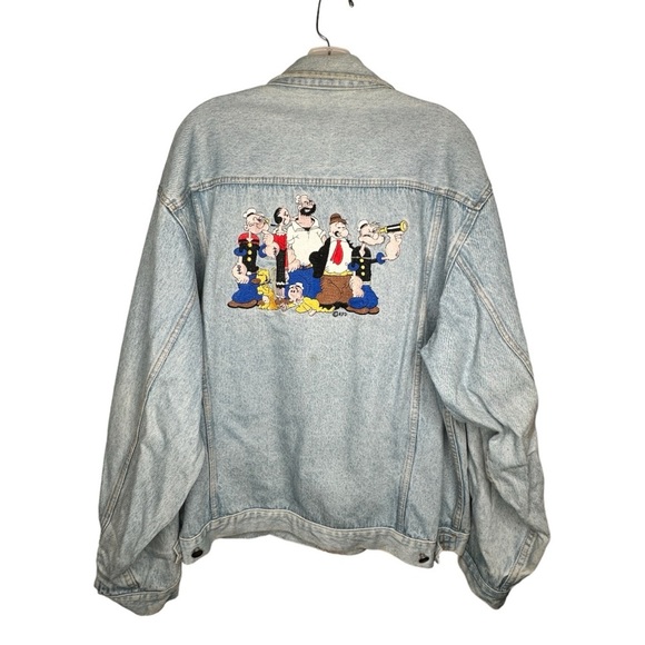 Vintage Blitzz Studios Denim Embroidered Jacket Popeye as is - Picture 1 of 8
